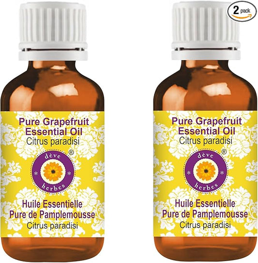 dève herbes Pure Grapefruit Essential Oil (Citrus paradisi) Steam Distilled (Pack of Two) 100ml X 2 (6.76 oz)