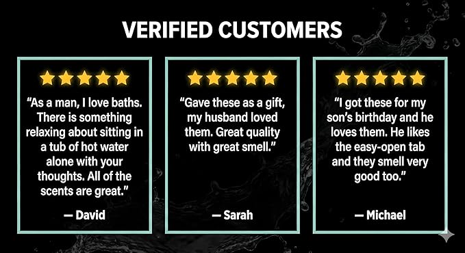 Bath Bombs for Men, Gift Set of 18 Scented Organic Handmade Bath Bombs of 2.5 oz with Natural Essential Oils. Perfect for Boyfriend, Husband, Father or Friend, by ZenseMe