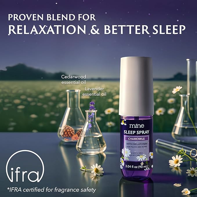 Chamomile Inspired Sleep Spray with Melatonin - Relaxing Gifts for Teen Girls and Women – Natural Pillow Mist for Sleep, Lavender & Cedarwood Blend, Gifts for Mom