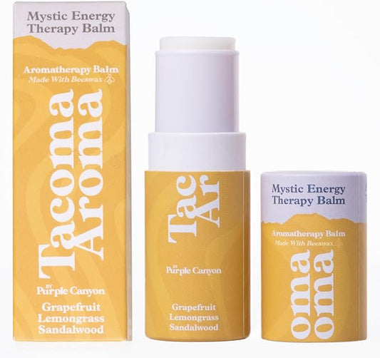 PURPLE CANYON Essential Oils Balm Stick | Mystic Energy Aromatherapy by Tacoma Aroma | Beeswax Body | Grapefruit, Lemongrass & Sandalwood Essential Blend For Mindfulness | 6.5 grams