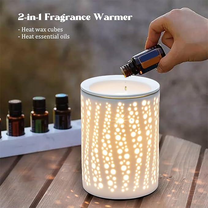 Wax Melt Warmer, Essential Oil Burner, 3-in-1 Heater Removable Tray for Warming Scented Candles to Bedroom Living Room Decor, Ideal Gift for Valentines Mother's Day, Spa and Aromatherapy (Polka Dot)