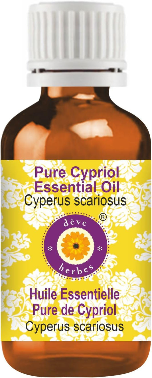 dève herbes Cypriol Essential Oil (Cyperus scariosus) Pure | Non-Sticky | Non-Greasy | Lightweight | Men & Women | All Skin Types | Steam Distilled 5ml (0.16 oz)