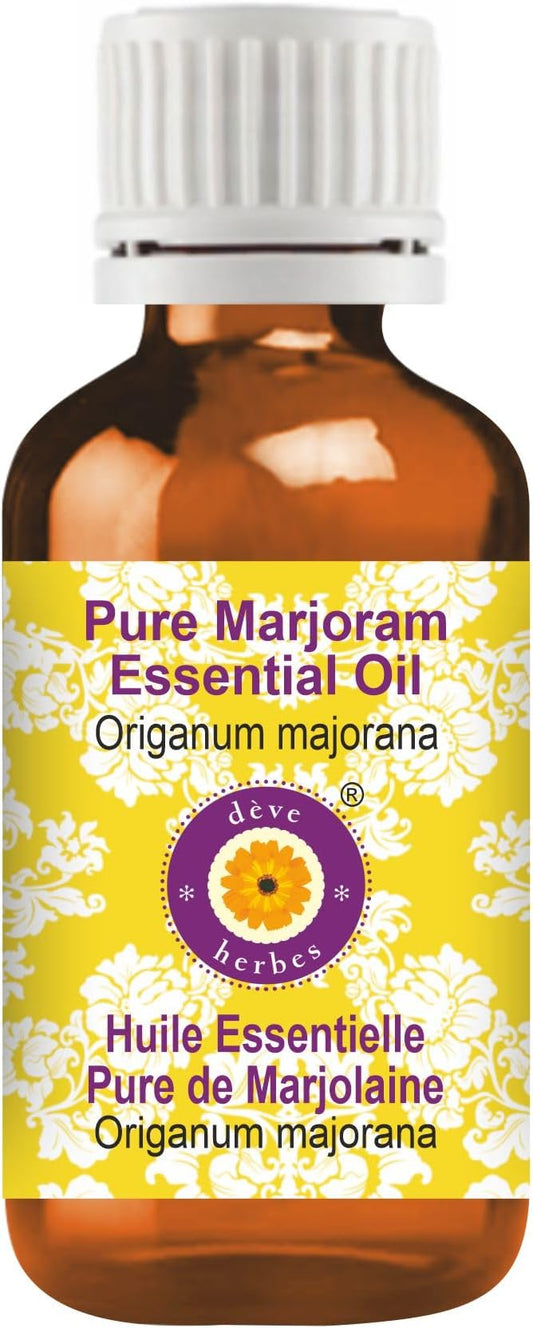 dève herbes Marjoram Essential Oil (Origanum majorana) Pure | Non-Sticky | Non-Greasy | Lightweight | Men & Women | All Skin Types | Steam Distilled 30ml (1 oz)