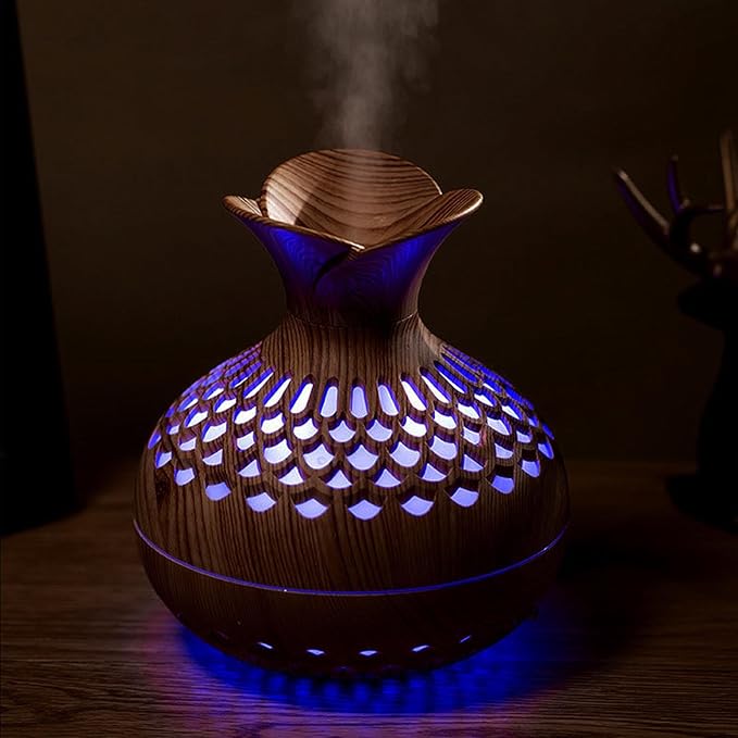 300ml Mini Humidifier,Low Noise Aroma Air Diffuser Humidifier with USB Design,Desktop Noiseless Air Purification Cool Mist Humidifier for Home car Bedroom Office(Dark Brown)