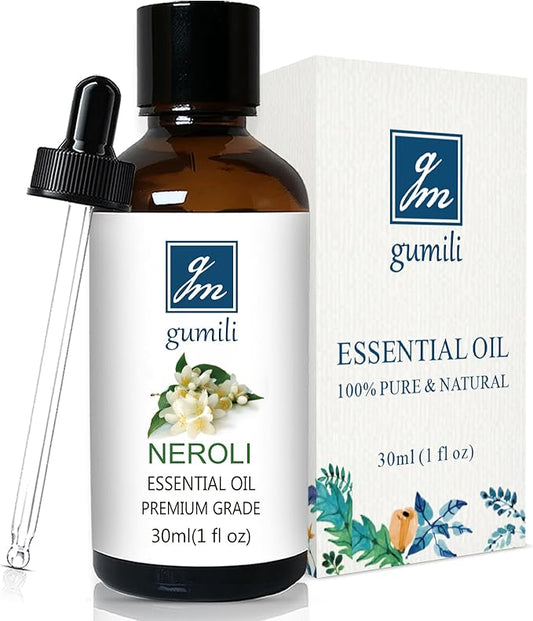 GM Gumili Neroli Essential Oil for Diffuser, Candles, Perfume, Skin - 100% Pure Orange Blossom Oil - 1 Fl Oz