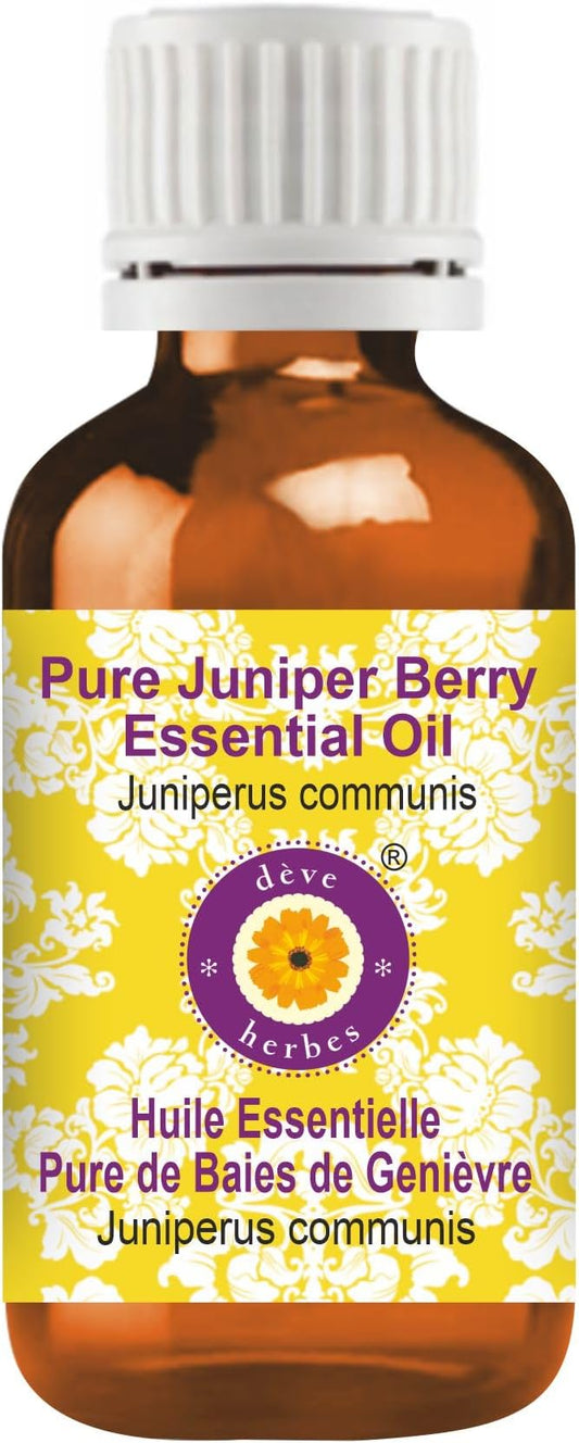 dève herbes Juniper Berry Essential Oil (Juniperus communis) Pure | Non-Sticky | Non-Greasy | Lightweight | Men & Women | All Skin Types | Steam Distilled 15ml (0.5 oz)