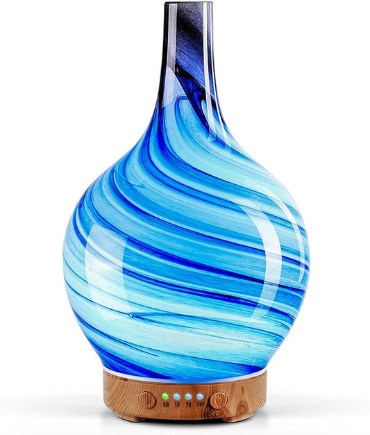 Porseme 150ml Essential Oil Diffuser Glass Color Changing Aroma Air Diffusers Aromatherapy Ultrasonic Cool Mist Humidifier 6 Running Hours Waterless Auto-Off for Sleeping, Yoga, Office, Spa (Ink)