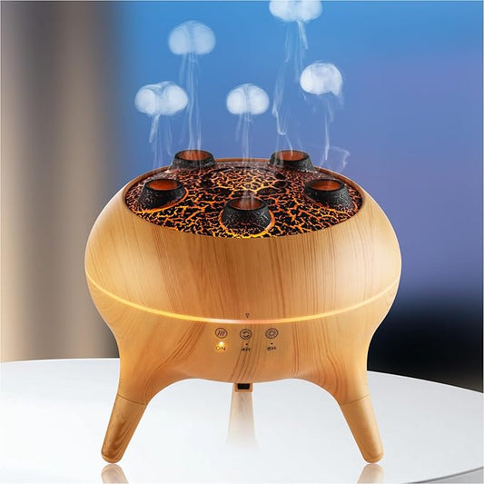 Essential Oil Diffuser 250ML,Jellyfish Diffuser Air Humidifiers Sound Pickup Ultrasonic Aromatherapy Diffuser Remote Control 7 Color Lights for Home Bedroom Office Hotel(Wood Color)