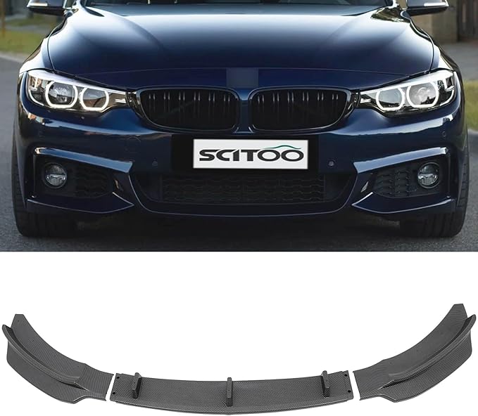 SCITOO Glossy Carbon Look PP Front Bumper Lip Chin Spoiler Fit for 2014-2020 for BMW F32 F33 F36 4-Series