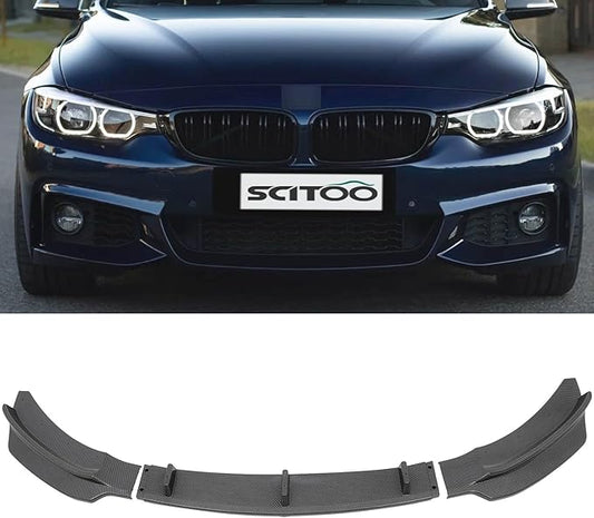 SCITOO Glossy Carbon Look PP Front Bumper Lip Chin Spoiler Fit for 2014-2020 for BMW F32 F33 F36 4-Series