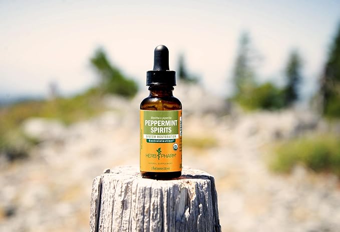 Herb Pharm Peppermint Spirits Liquid Extract: Organic Herbal Digestion Support | Mentha piperita Tincture | Fast-Absorbing for Occasional Nausea & Upset Stomach Support, Up to ~12 Week Supply, 4 oz*