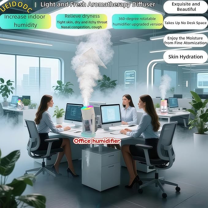 UEISODC bedroom humidifier, desktop USB humidifier, car air freshener, relieves tight skin, cough, nasal congestion, allergies and dry air，With automatic shutdown, silent operation