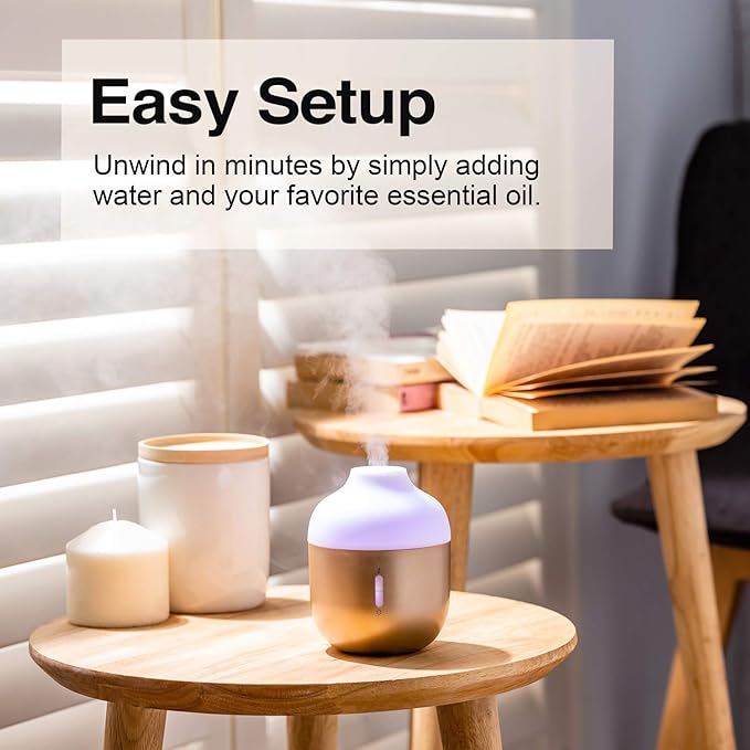 Diffuser for Essential Oils - Ultrasonic Aroma Diffuser with 2 in 1 100ml and 500ml Dual Capacity, Matte Gold
