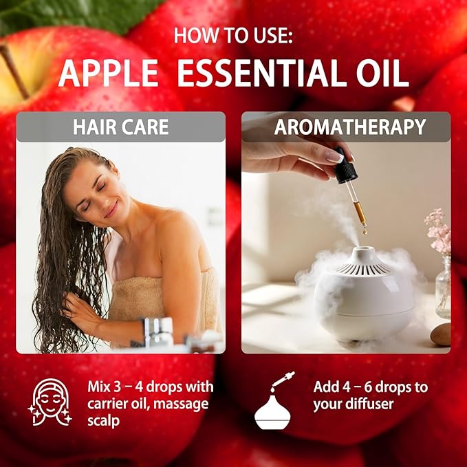 Apple Fresh Essential Oil, 16 fl oz (480ml) - ZODION Apple Fresh Fragrance Oil for Diffuser, Massage, Humidifier, DIY Candle, Soap Making, Home, Bath, Yoga