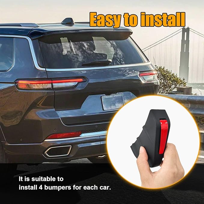Augeny 4PCS Car Rear Lower Bumper Wing Lip Diffuser, Anti-Crash Auto Shark Fin Spoiler Protector with Mounting Screws, Universal Rear Bumper Lip Diffuser Kit for Car SUV Truck (Black Edge/Red Cover)