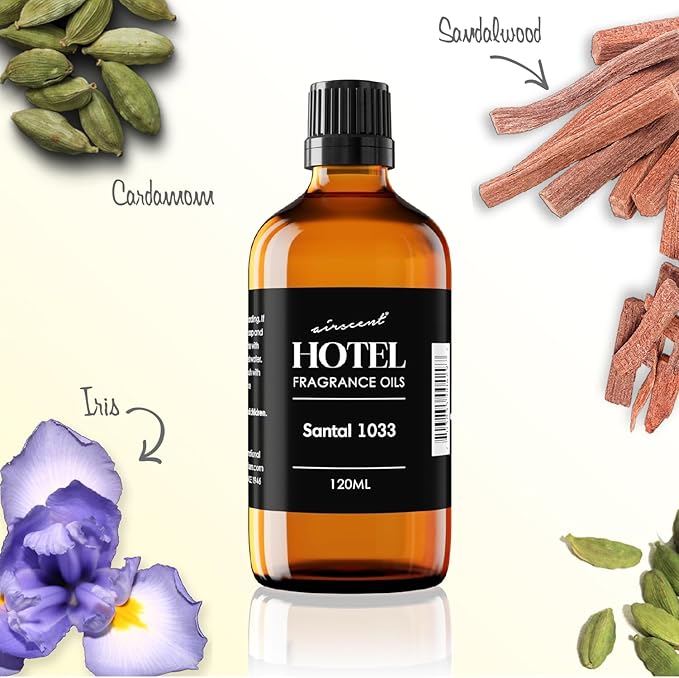 AirScent Santal Diffuser Oil No. 1033 - Santal-33 Inspired Perfume Dupe - Cardomom Sandalwood Iris - Fragrance Oil Blend for Ultrasonic and Waterless Diffusers and Crafting - 500 mL, 16.9 fl oz