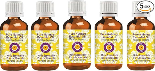 dève herbes Pure Nutmeg Essential Oil (Myristica fragrans) Steam Distilled (Pack of Five) 100ml X 5 (16.9 oz)