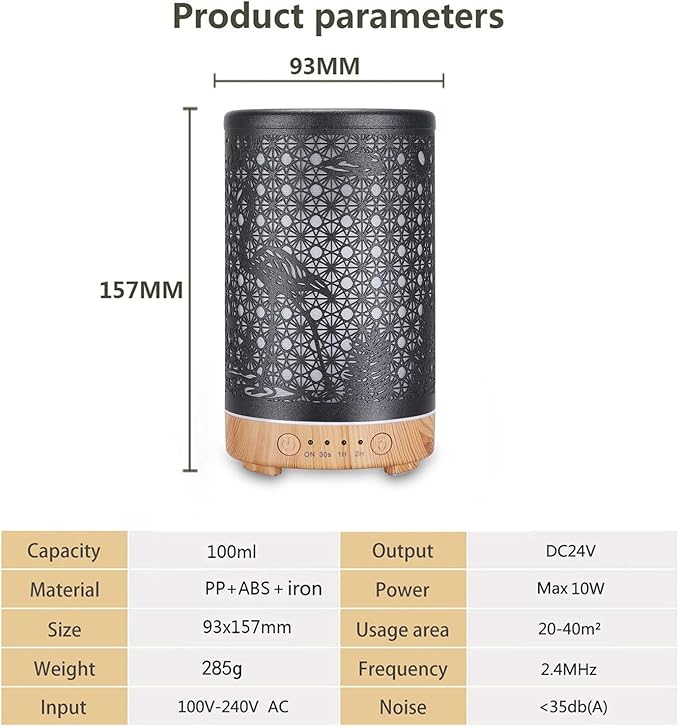 Flamingo Essential Oil Diffuser, 100ML Aromatherapy Diffuser Humidifiers for Bedroom, 7 Color Mood Lights, Waterless Auto-Off, for Bedroom, Office (Wooden)