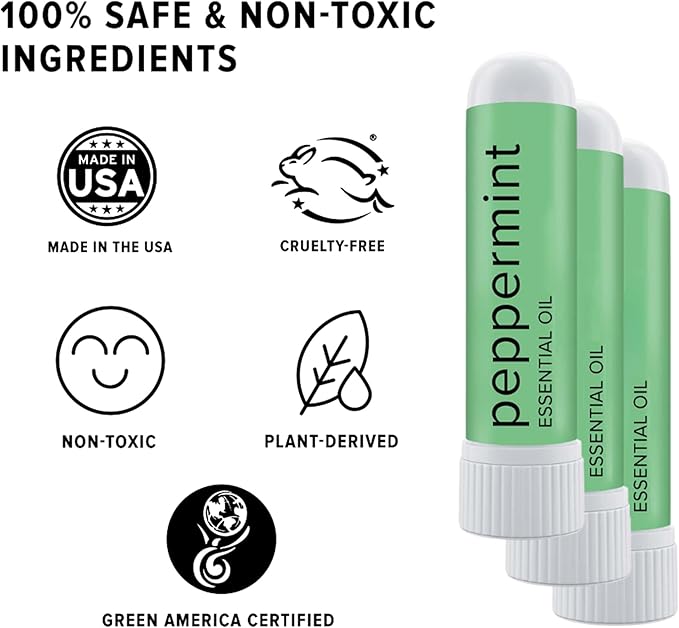 MOXE Peppermint Essential Oil Nasal Inhaler, Therapeutic No-Mess Aromatherapy, Cooling, Refreshing, Invigorating, Uplifts Mood and Positivity, Pure and Undiluted, Made in USA (1 Pack)