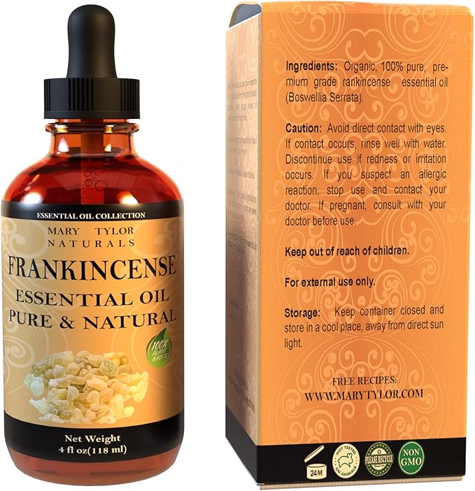 Frankincense Essential Oil (4 oz), Premium Therapeutic Grade, 100% Pure and Natural, Perfect for Aromatherapy, Diffuser, DIY by Mary Tylor Naturals