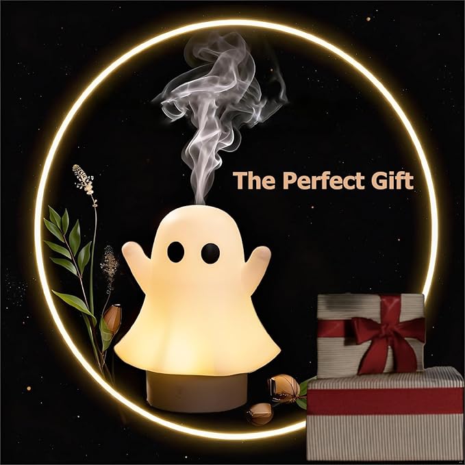 Aozale Cute Ghost Essential Oil Diffuser, 120ML Ultrasonic Cool Mist Mini Humidifier with 7-Color LED, Auto Shut-Off, Aromatherapy Diffuser for Home, Bedroom & Office, Ideal Gifts for Women & Kids