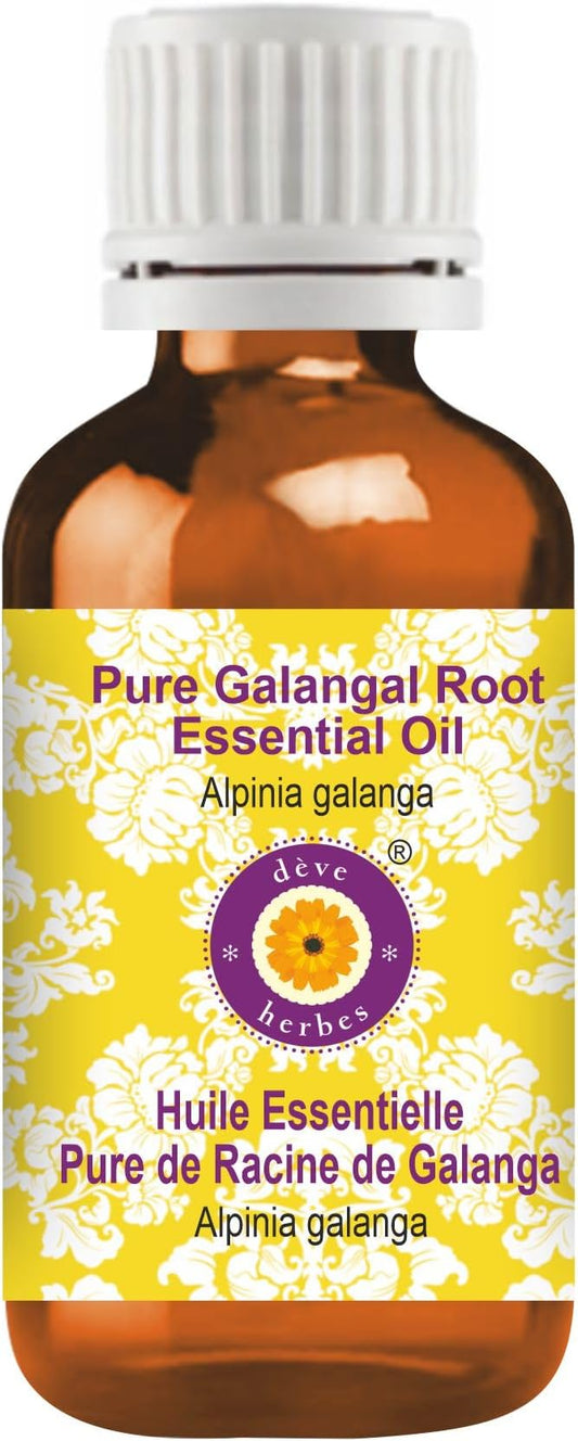 Deve Herbes Pure Galangal Root Essential Oil (Alpinia Galanga) Steam Distilled 10ml (0.33 oz)