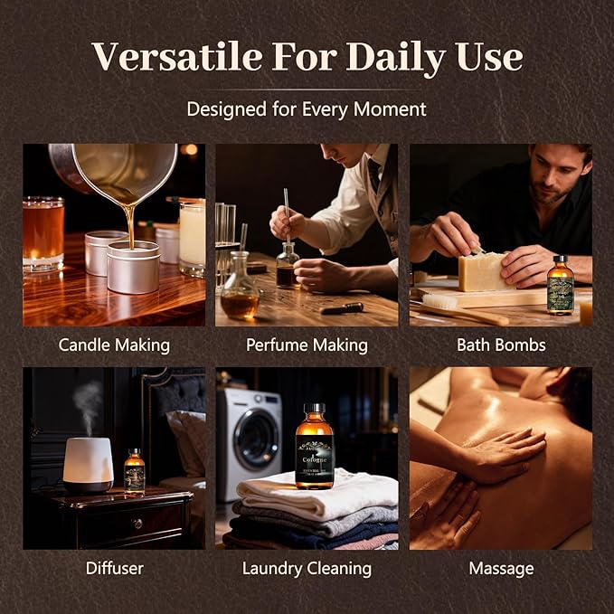 Auelife 4oz Whiskey Tobacco Men Essential Oils for Diffusers for Home - Long Lasting Fragrance Oil for Candle & Soap Making, Father's Day & Birthday Gifts for Him, Masculine Scent for Men Gift