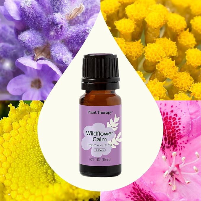 Plant Therapy Wildflower Calm Essential Oil Blend 10 mL (1/3 oz) Calms The Mind with Soft, Grounding Botanicals, Naturally Soothes Delicate or Irritated Skin, Encourages a Relaxing Atmosphere