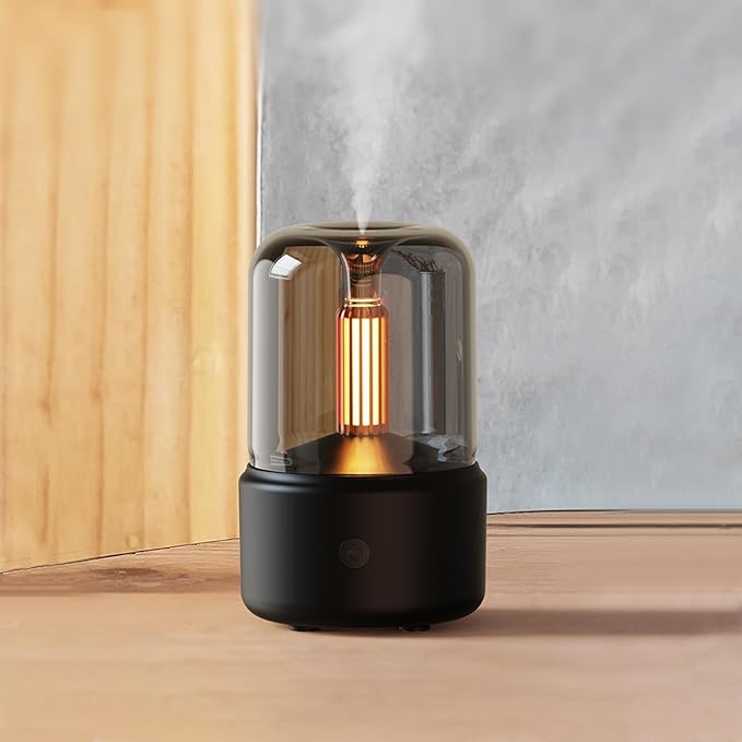 LONCIN Essential Oil Diffuser, 150ml Aromatherapy Diffuser with Auto Shut-Off Function, Ultrasonic Diffusers for Essential Oils, Cool Mist Humidifier with Warm Lights, for Home & Office-Black