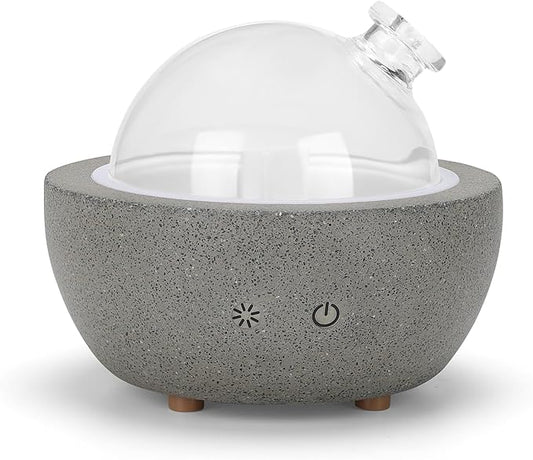Essential Oil Aromatherapy Diffuser for Home Bedroom Large Room Glass Stone Ultrasonic Air Scent Mist Aroma Diffuser 200ML Defusers—Dark Gray