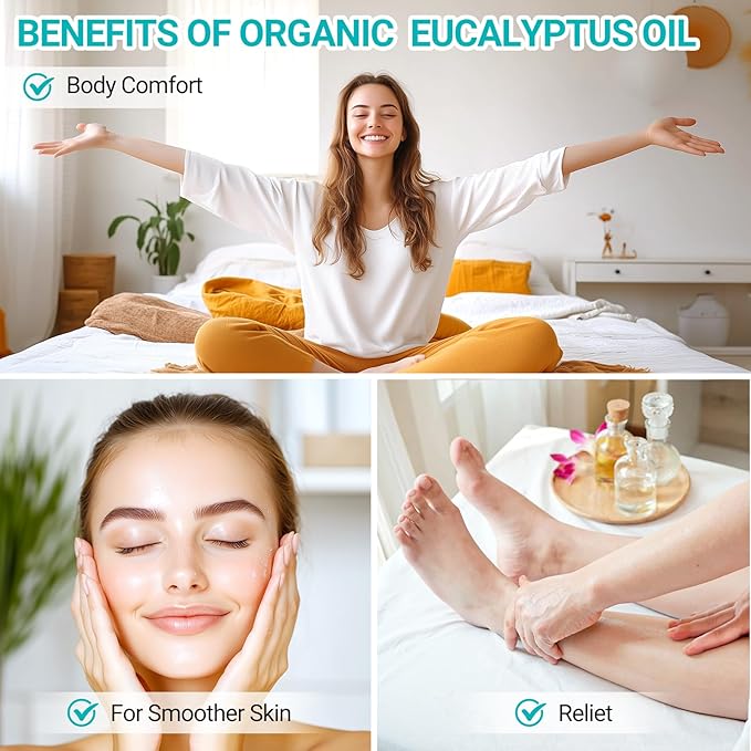 Eucalyptus Essential Oil 3.38 fl oz (100ml), Eucalyptus Oil for Diffuser & Aromatherapy, Natural Oil for Home Fragrance, Humidifier, Candle & Soap Making, Daily Use