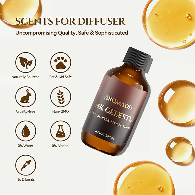 AROMADD AROMADD 24K Celestia Diffuser Oil Inspired by Luxury Hotel Scent 6.76 Fl Oz (200ml), Aroma Diffuser & Hotel Fragrance Diffuser Oil, Essential Oil Diffuser for Aromatherapy, Long-Lasting