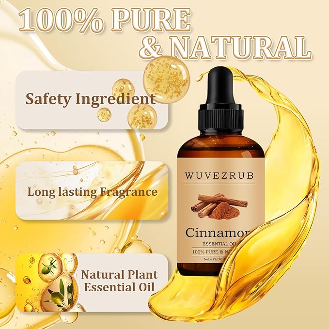 Cinnamon Essential Oil 120ML - 100% Pure and Natural Oils for Aromatherapy Diffuser - 4 Fl Oz/Cinnamon