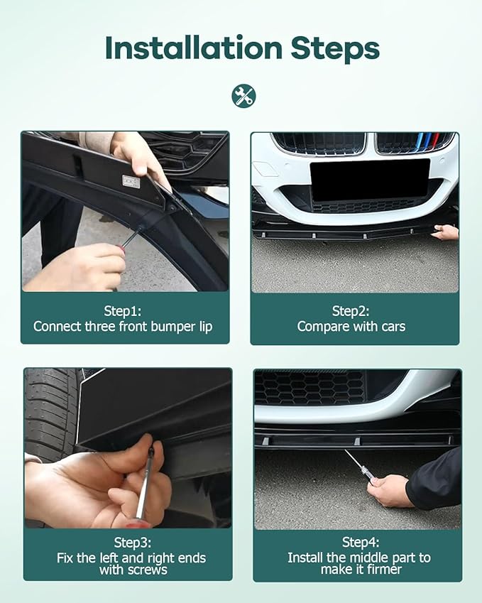 SCITOO Plastic Front Lip Spoiler Fits for 2017-2018 for Hyundai for Elantra Matte Black Front Bumper Lip