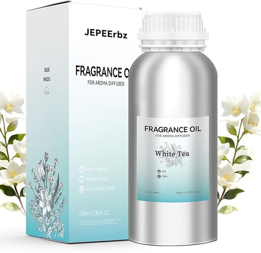 JEPEErbz White Tea Essential Oils for Diffuser (500ml / 16.9oz), Natural, Long-Lasting, Luxury Aroma, Perfect for Home, Spa & Hotel Use
