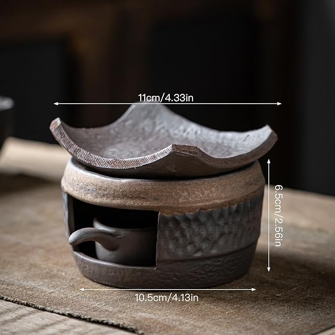 Incense Burner & Candle Warmer | Ceramic Aromatherapy Diffuser Includes Wooden Clips and Pads for Wax Melts, Dried Herbs and Palo Santo | Bedtime Calm, Meditation