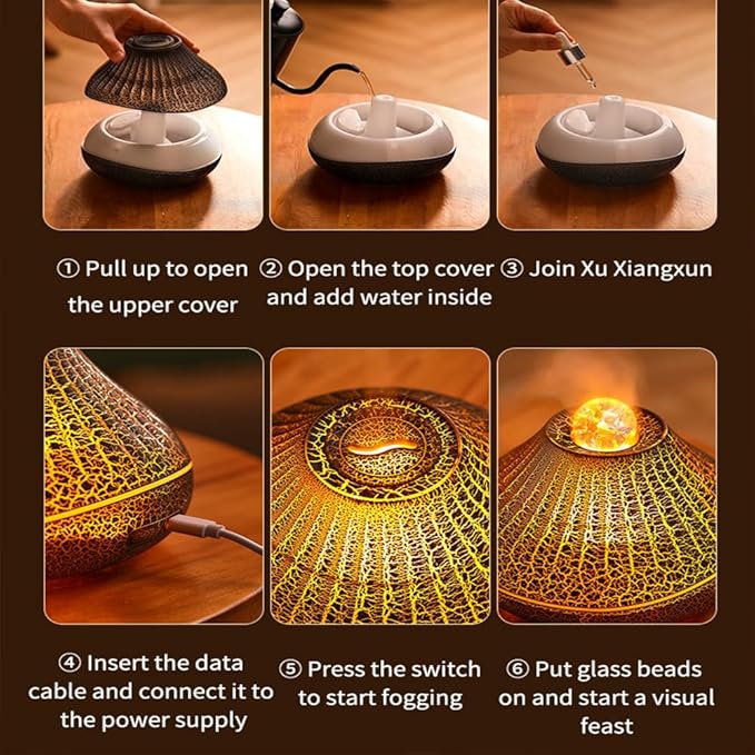 Auto Shut-Off Waterless Protection Smart Flame Essential Oil Diffuser with Colorful Light