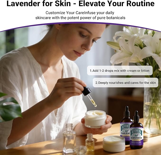 Lavender Essential Oil Premium Grade Lavender Oil, Natural for Home Scenting & DIY Candle/Soap Making, Air Freshener, Diffuser, Skin and Hair Care, Massage, Aromatherapy - 4Oz Large Capacity