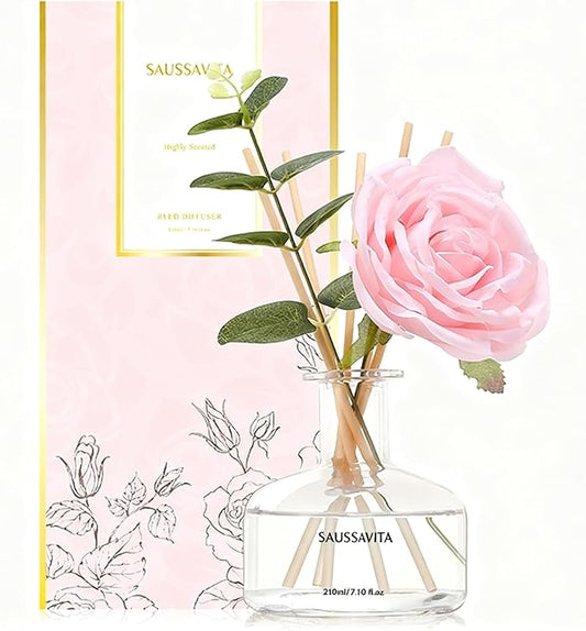 Reed Diffusers Set, 7.10 oz Rose Water Scented Diffuser with 7 Sticks, Long Lasting Home Fragrance for 120 Days, Perfect for Bathroom, Shelf Decor, Air Fresheners