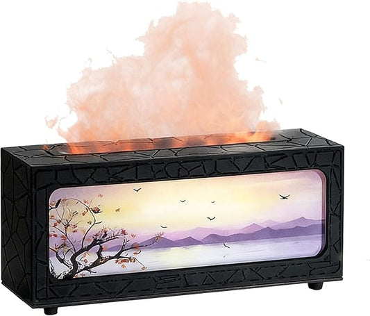 Essential Oil Diffuser 250ml, Fireplace Flame Aromatherapy Diffuser with Auto Shut-Off, 7 Color LED Lights, Ultrasonic Quiet Timer for Home Bedroom Office Yoga Relaxation(C08B)