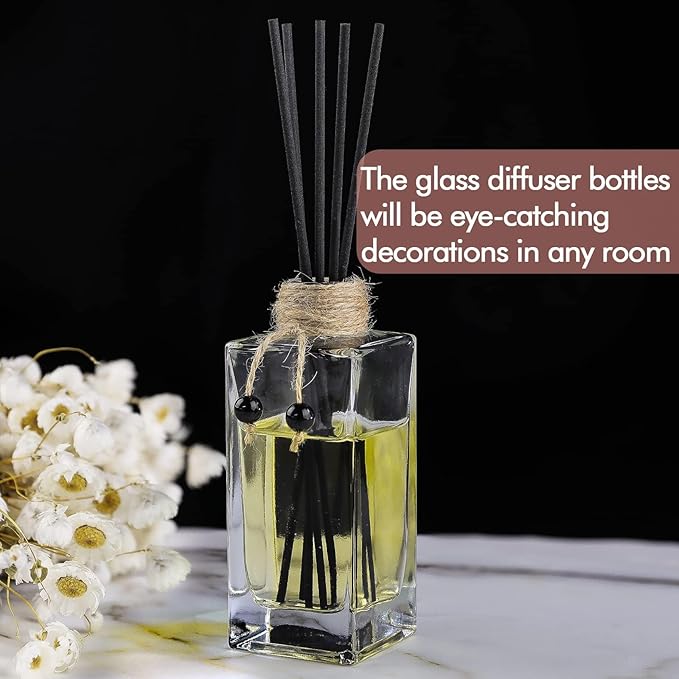 Glass Diffuser Bottles Set of 2 Reed Diffuser Bottle 5oz/155ml Clear Empty Essential Oil Decorative Bottle Set Reusable Apothecary Perfume Jar Gift