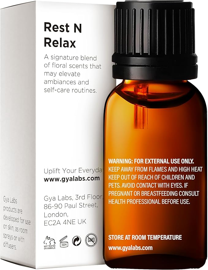 Gya Labs Rest & Relax Essential Oils Blends - 0.34 Fl Oz - for Diffuser, Home, Humidifier, Aromatherapy and DIY Candle Making Scents