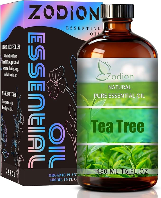 Tea Tree Essential Oil, 16 fl oz (480ml) - ZODION Tea Tree Fragrance Oil for Diffuser, Massage, Humidifier, DIY Candle, Soap Making, Home, Bath, Yoga