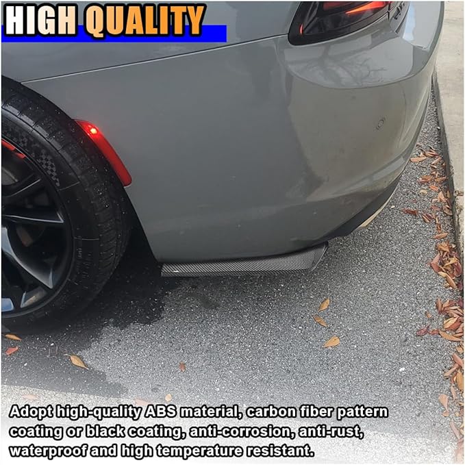 2PCS Universal Car Rear Bumper Lip Splitter Canard Diffuser, Side Fin Fenders Skirt Protector Exterior Decoration Trim for Car (Carbon Fiber)