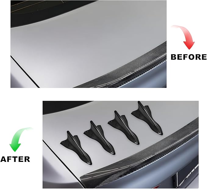 10 PCS Diffuser Shark Fin Kit, Waterproof Air Vortex Generator Spoiler Replacement Set, Universal Roof Wing Decoration Noise Reduction for Cars Trucks SUVs (Black, Pointed)