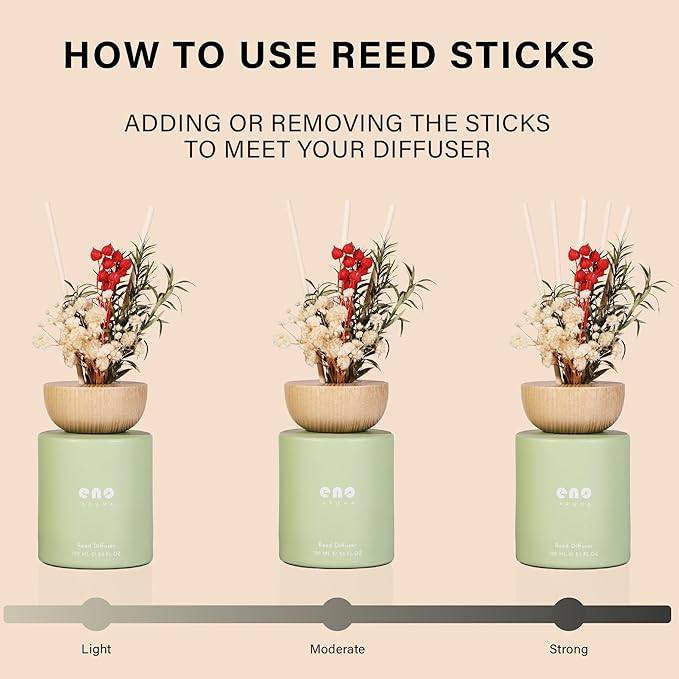 Reed Diffuser Set with Dried Flowers, 5.1oz Essential Oil Home Fragrance, Long Lasting Air Freshener for Bathroom Shelf Decor, Housewarming Gift, Moso Bamboo Scent