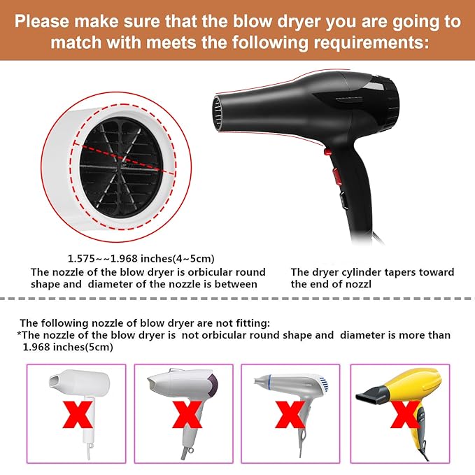 WAJIAYON Universal Collapsible Hair Dryer Diffuser Attachment-Foldable Portable Travel and Easy Storage Hair Diffuser Fit Most Hair Dryers with Nozzle Diameter D-1.575Inch to 1.968 Inch (4-5cm) - Glod