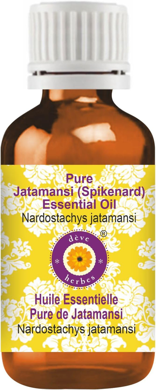 dève herbes Jatamansi (Spikenard) Essential Oil (Nardostachys jatamansi) Pure | Non-Sticky | Non-Greasy | Lightweight | Men & Women | All Skin Types | Steam Distilled 5ml (0.16 oz)