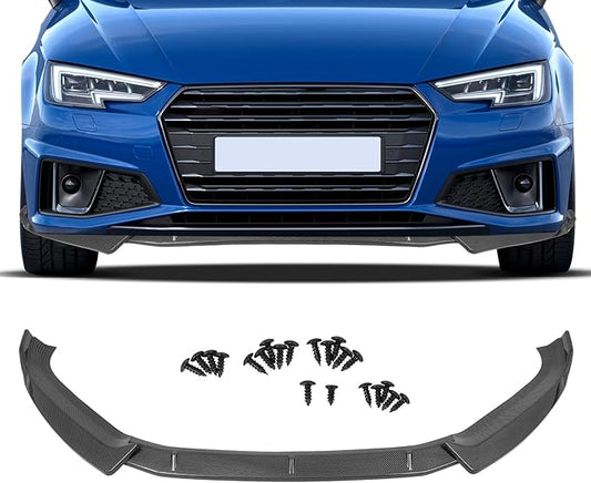 SCITOO Plastic Front Lip Spoiler fits for 2017-2019 for Audi for A4 2017-2018 for Audi A4 Quattro/S4 S-Line Glossy Carbon Look Front Bumper Lip