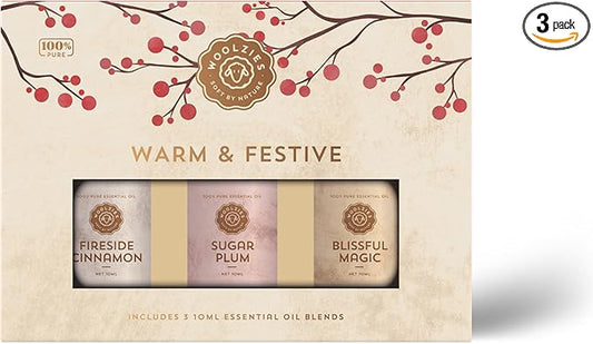 Holiday Essential Oil Set | Seasonal Essential Oils & Blends | Aromatherapy for Winter & Christmas | Perfect for Diffusers, Relaxation, and Holiday Gifts (3 Pack, Warm & Festive)